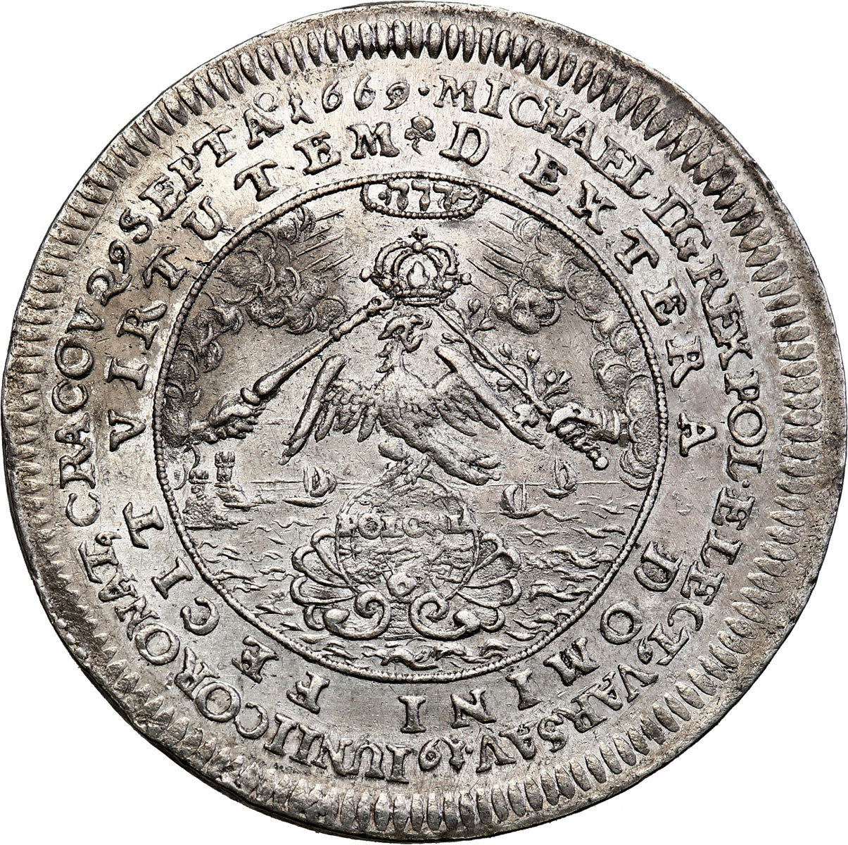Michał Korybut Wiśniowiecki. Medal (żeton) koronacyjny 1669, srebro - RZADKI